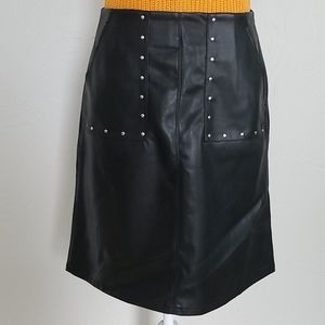 Catherine Malandrino Black Pleather Skirt (Size 6)